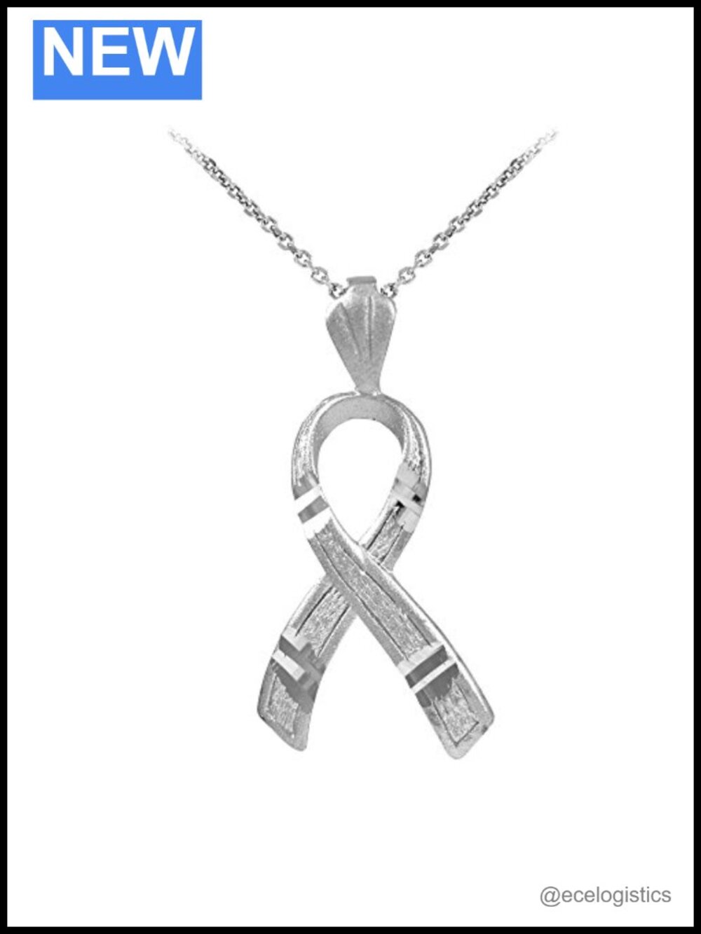 Sterling Silver People with Disabilities Awareness Ribbon Charm 3D Pendant